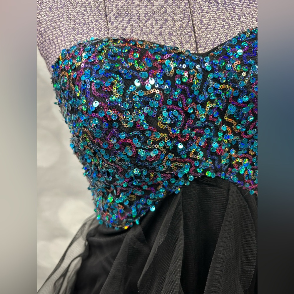 Blondie Nites Iridescent Sequin Bustier & Black Ruffled Tulle Dress - Picture 2 of 7